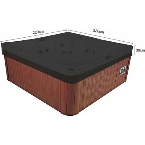 Housse Spa Jardin 231x231x30cm, Polyester 190T Imperméable, Anti-UV Poussière Noir Protection (1/4)