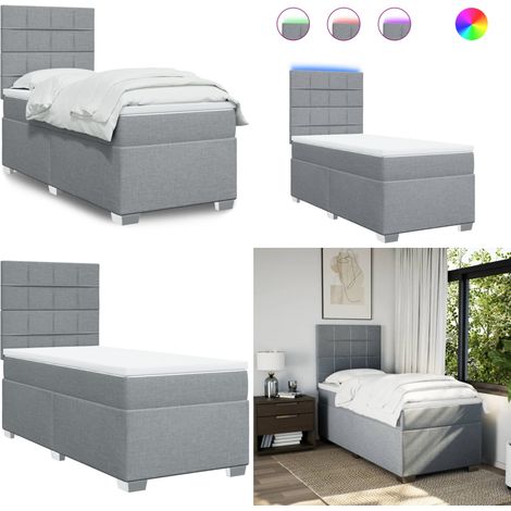 Boxspringbett mit Matratze Hellgrau 100x200 cm Stoff - Boxspringbett - Doppelbett - Bettenrahmen - Lattenrost - Matratze - Home & Living (1/5)