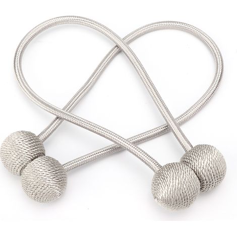 2 Stück klassische runde magnetische Gardinenhalter mit Kugelverschluss, grau (1/5)