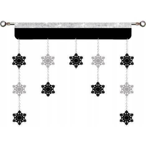 Elegante tenda natalizia con motivo a fiocchi di neve e traforo, 150 cm