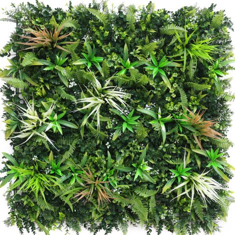 Décoweb – Mur végétal artificiel forêt tropicale 1 x 1 m – Dense et réaliste – Pour intérieur et extérieur – 100% recyclable – Résistance au vent 150 km/h