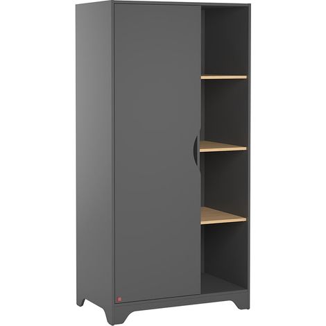 Schrank mit 1 Tür, Grau und Holzoptik, 189.5cm (1/3)
