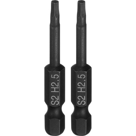 2Pcs Embout De Tournevis Hexagonal Plat Pointe Magnétique Noir (1/5)