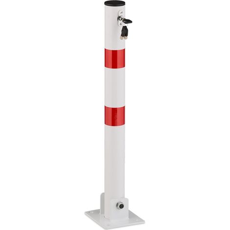 Paletto ribaltabile da parcheggio per sicurezza vialetto 100 x 10 x 10 cm finitura robusta in acciaio bianco 130015607