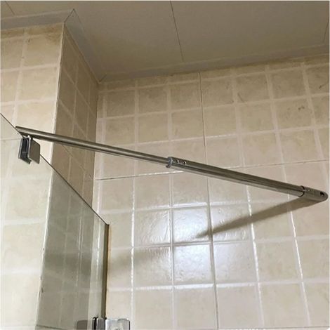 Barre de support réglable pour paroi douche en verre, tige acier (1/5)