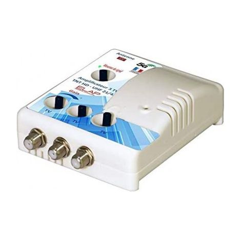 Amplificateur TV 3 sorties – Gain 25dB – Filtre 4G LTE 700 MHz – Réglage de gain – Pointeur LED intégré – M-E (1/2)