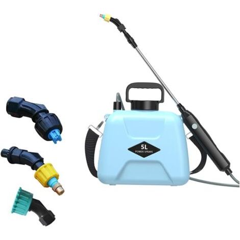 QORVA-Pulvérisateur électrique à batterie de 5 L avec buse de pulvérisation, arroseur portable pour pelouse et jardin, bandoulière réglable pour la pelouse, le jardin et le nettoyage. (1/4)