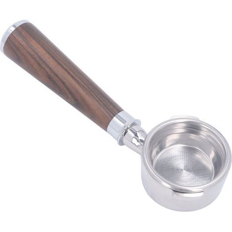 Portafilter sans fond 58mm pour machine café GAGGIA avec manche bois et double oreille noir (1/5)