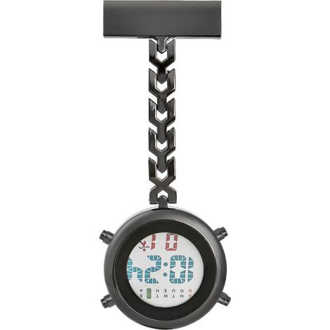 Montre-bracelet infirmière à épingle, montre de poche médicale multifonction en métal avec affichage numérique et alarme. (1/5)