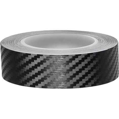 Film Carbone Voiture, 19mm x 10M Carbone Adhésif, PVC Bande Autocollante Voiture, Autocollant Carbone pour Voiture, Moto, Bateau et Modélisme (Carbone Noir) (1/5)