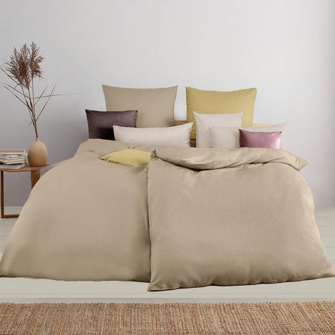 Bettwäsche Bettbezüge Kissenbezüge 4 tlg. 155 x 220 cm 02 Sandy Beige (1/5)