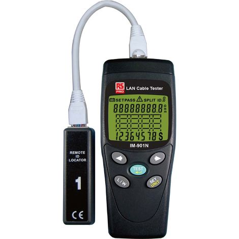 Rs Pro – Testeur de câble RJ45 Catégorie 5/6 – LCD – Indice de sécurité CAT 3 – Alimentation 9V – 170g pour espaces confinés