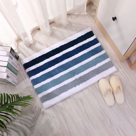 Badematte mit Farbverlauf, Badematte mit maritimem Muster, rutschfeste Badematte – blau und weiß