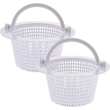 Panier rond pour skimmer de piscine hors sol – Lot de 2 – Poignée intégrée pour retrait facile – Diamètre 16 cm – Plastique robuste (1/4)