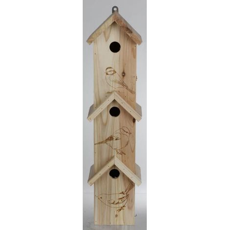 6x 3er Vogelhochhaus 15x60x13cm aus Holz Garten Nistkasten Brut Vögel (1/5)