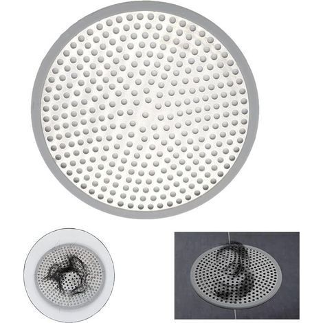 Attrape Cheveux Douche Filtre Evier Cuisine de Rond en Acier Inoxydable Argenté Grille Evier Anti-Obstruction pour Douche de Salle de Bain, pour Salle de Bain et Cuisine 12 x 12 cm (1/5)