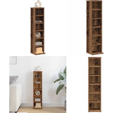 vidaXL Armoire à CD vieux bois 21x20x88 cm bois d'ingénierie (1/5)
