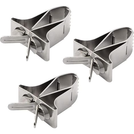 Set mit 3 Edelstahl-Futterclips für Vogelkäfige – Silber