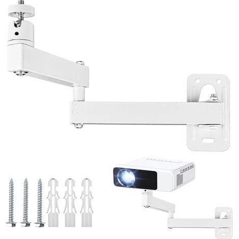 Soporte de pared blanco de doble brazo articulado para proyector，extensible hasta 35 cm (15+20 cm)，blanco，35 cm，20 cm，acero