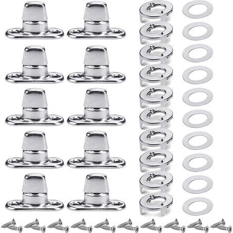 20 jeux de fermetures à verrouillage par rotation de qualité marine, avec œillet et goupille, pour fixations de toiles. (1/3)