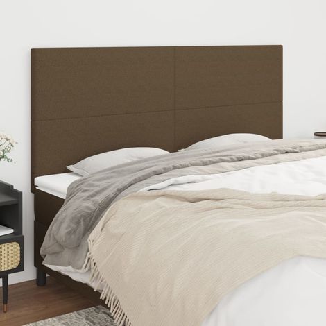Tête de lit marron foncé 160 x 5 x 118/128 cm Tissu (1/5)