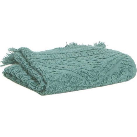 Drap de Bain pour Douche et Salle de Bain 100% Coton Jacquard Arabesque Vert-de-gris - PANGIVO (1/3)
