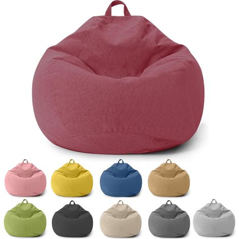Bean Bag Chair for Kids Adults, Cover Only (No Filler), Bean Bag Chair for Bedroom, Office, Living Room, Patio (Red) (1/5)