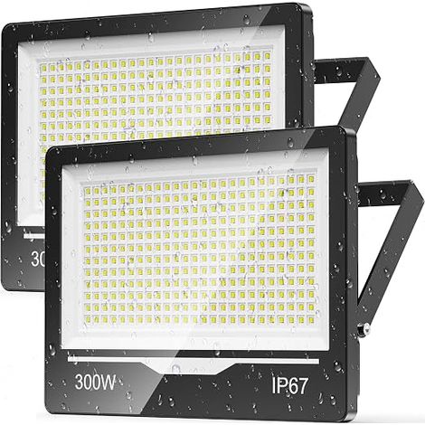 Outdoor LED Spotlight 300 W 2 Piece – 30000LM 6500K Cool White LED Headlight Lamp IP67 Waterproof Outdoor Lighting for Patio, Garden (1/5)
