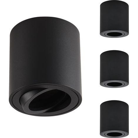 Spots de Plafond GU10 orientable Noir, Spot en Saillie 230V Cadre avec GU10 douille LED éclairage plat aluminium rond downlight luminaire Plafonnier salle de bain,salon (1/5)