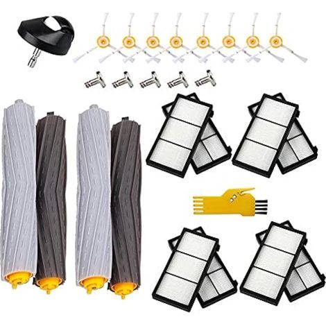 Applicable Kit d'accessoires pour iRobot Roomba 981 971 960 966 980 985 805 860 870 871 880 890 Pièces de Rechange pour aspirateur Robot 26 Pack extracteurs et Filtre et Brosse latérale (1/5)
