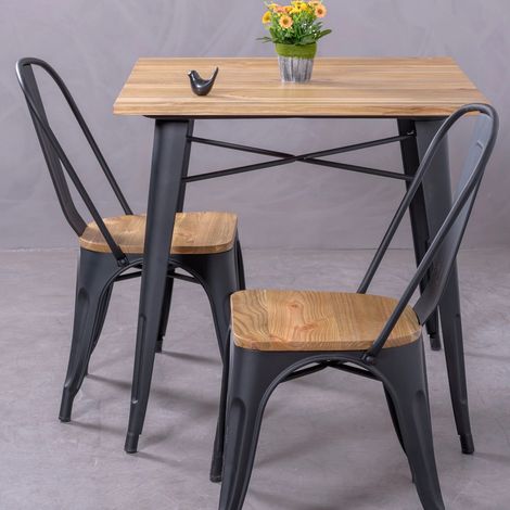 Nest Dream - Metallstuhl mit Ulmenholzsitz - Bistro - Schwarz