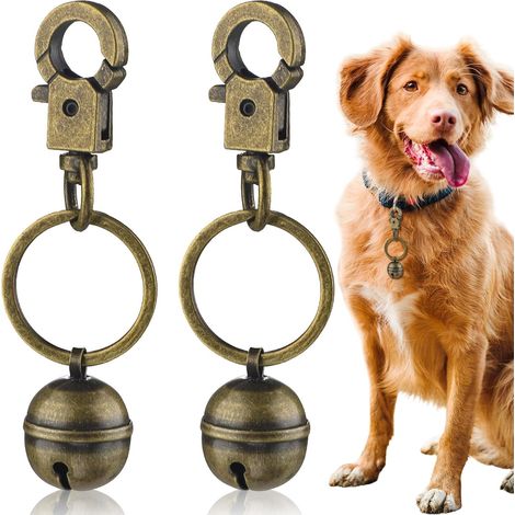 2 Sets Clochette Chien Chasse,Grelot pour Chien avec 2 Fermoir Mousqueton Pivotant Breloques en Laiton Durable Clochette Extra Forte pour Chien et Chat pour Collier (1/5)