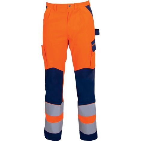Pantalón HV, MG, Talla 52, naranja fluo/azul
