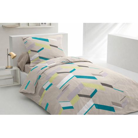 Parure de Couette 1 Personne 140x200 cm Marco Taupe (1/5)