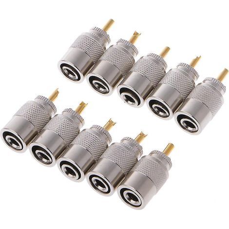 Packung mit 10 UHF PL-259 Stecker-HF-Lötverbindern (männlich) für RG8X-Koaxialkabel (1/4)