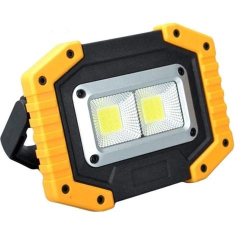 Projecteur Rechargeable, 30W LED Rechargeable Lampe de Travail Extérieure Projecteur de Camping avec USB Étanche pour Camping en Plein Air Voyage Pêche Sécurité Lumières (Jaune ) (1/4)