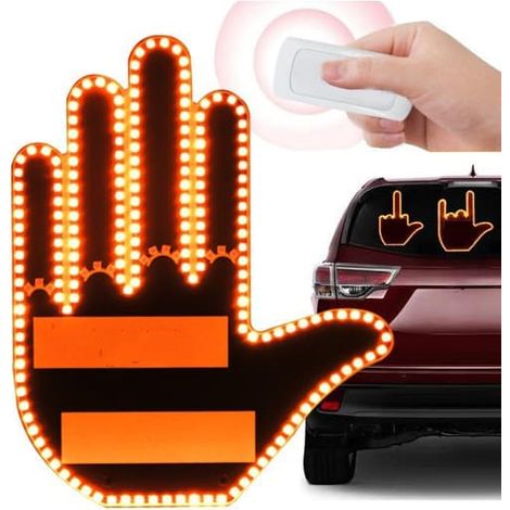 Ecleanfy - Lumières amusantes à commande gestuelle - Éclairage LED amusant pour plaque d'immatriculation arrière avec télécommande, lumières LED pour doigt dans la voiture. Modèle BB (1/5)