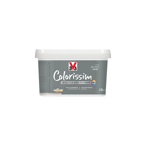 Peinture Multi-supports V33 Colorissim Satin Gris Zinc 2,5 L