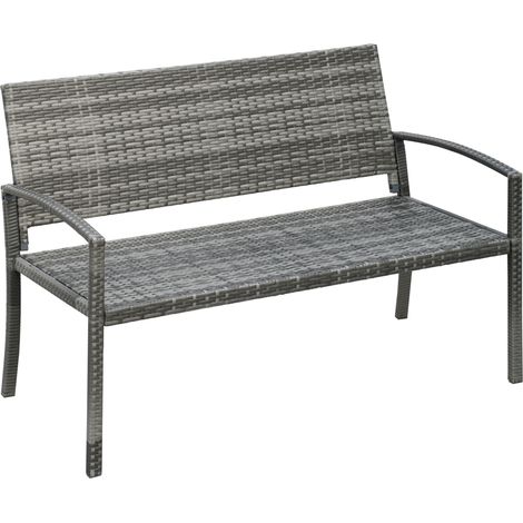 Gartenbank in Rattan-Optik aus Stahl, grau, für 2 Personen (1/5)