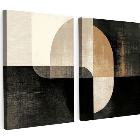 MULTI-PANEL WALL ART Set of 2 Shapes - Abstract - Gold 120x80 cm