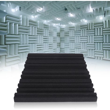 Lot de 6 pièces de mousse insonorisante irrégulière pour studio d'enregistrement, matériau d'isolation et d'absorption acoustique, noir (1/5)