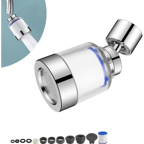 Rotating Water Filter, Durable Copper, Transparent Window, 6 Adapters, Kitchen Bathroom (1/5)