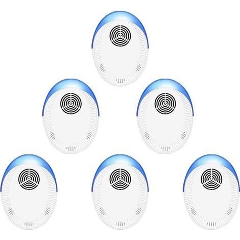 Pack of 6 rodent and insect repellents, ultrasonic repellent, non-toxic, odorless, very effective, powerful, white (1/5)