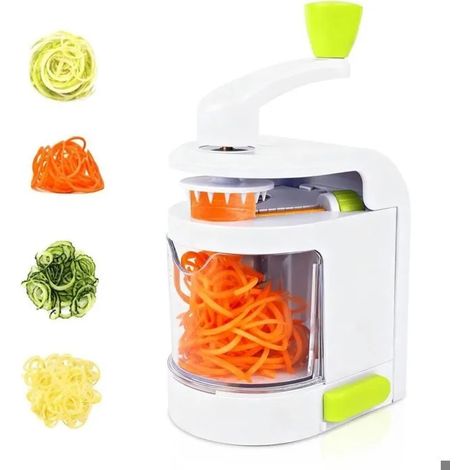 Spiraliseur de Légumes, 4 en 1 Coupe-légumes Spirale, avec Bac de Récupération, Sans BPA, Spaghetti Courgette Machine Pour Carotte (1/5)