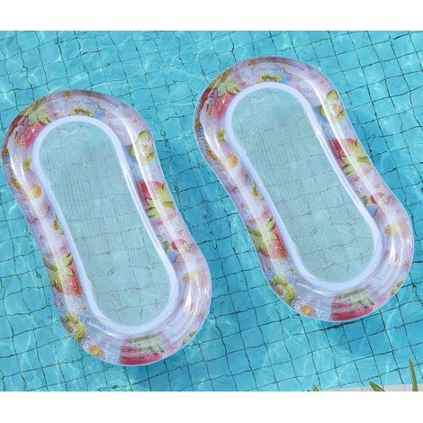 Fauteuil flottant gonflable pour piscine, taille adulte, 150 x 75 cm, hamac aquatique pour piscines et fêtes d'été à la plage, motif fraise (1/5)