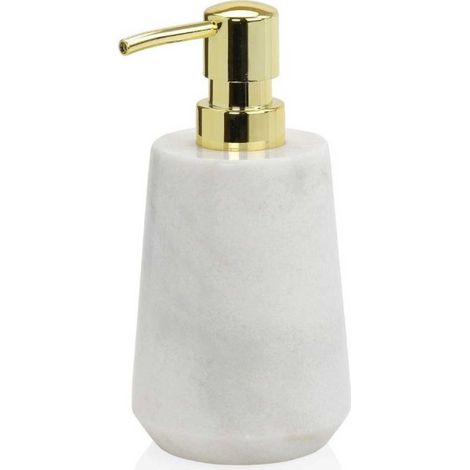 Distributeur de Savon en Marbre Blanc et Bec Doré (1/2)