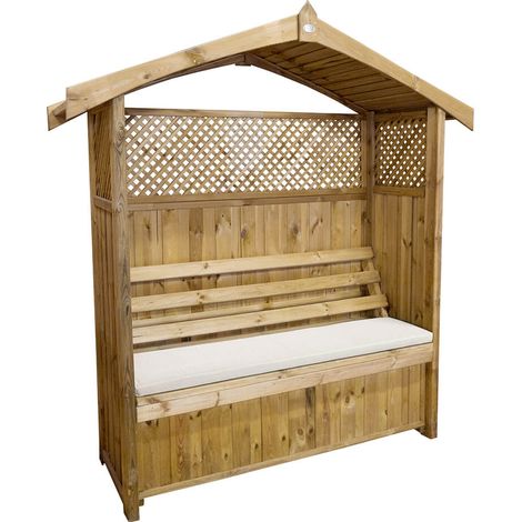 Zest Cushion For Hampshire Wooden Arbour Bench Seat Pad Outdoor Stone Cream (1/3)