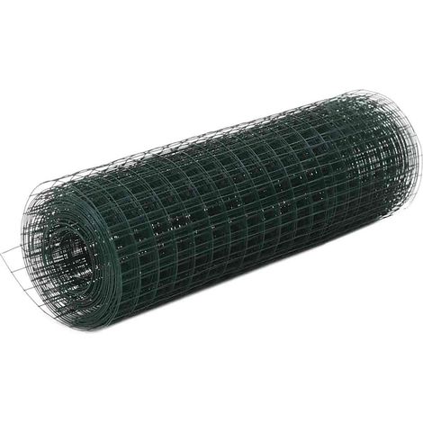 Chicken Wire Fence Steel with PVC Coating 10x0.5 m Green vidaXL (1/4)
