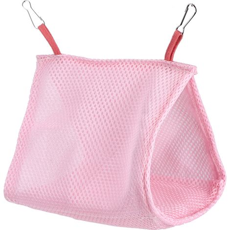 Été respirant maille animal de compagnie oiseau perroquet nid hamac lit Hamster maison Cage jouet (rose) (1/5)