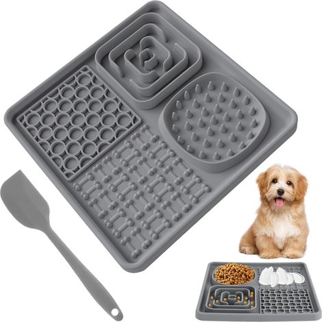 Set de Tapis de Lèche pour Chien 20cm x 20cm - Distributeur Lent avec Ventouse, sans BPA - Pad à Lécher pour Dressage, Toilettage et Bain (1/5)